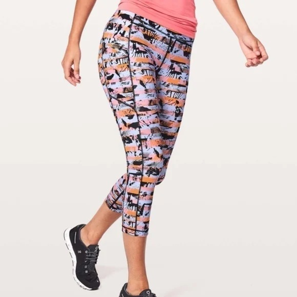 𝅺LULULEMON Speed Up Crop 20” Inversion Multi Colored pink purple orange black 6 - Picture 1 of 12